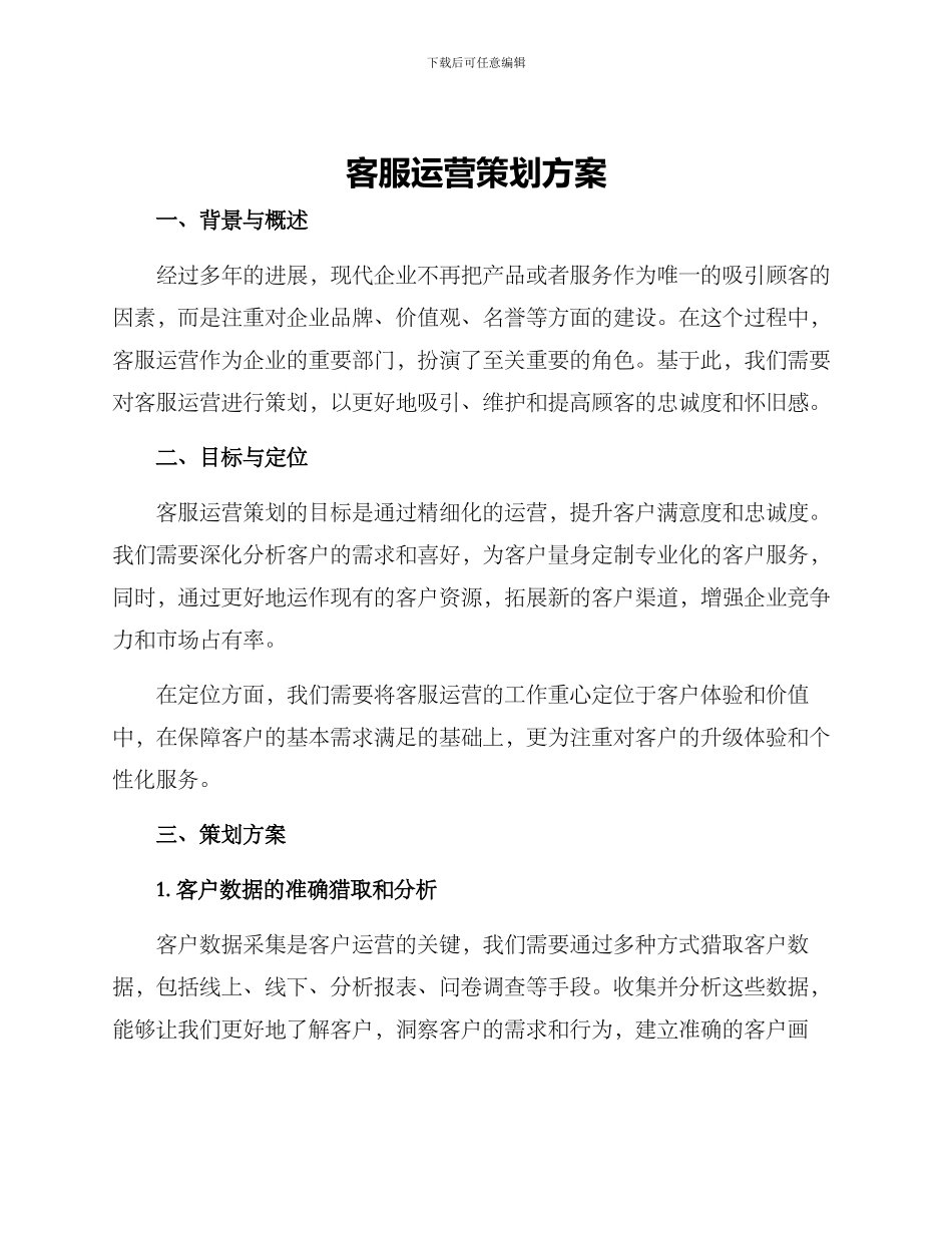 客服运营策划方案_第1页