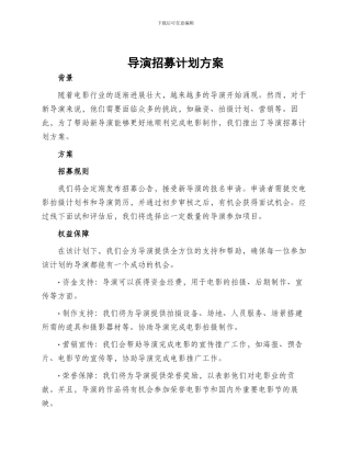 导演招募计划方案