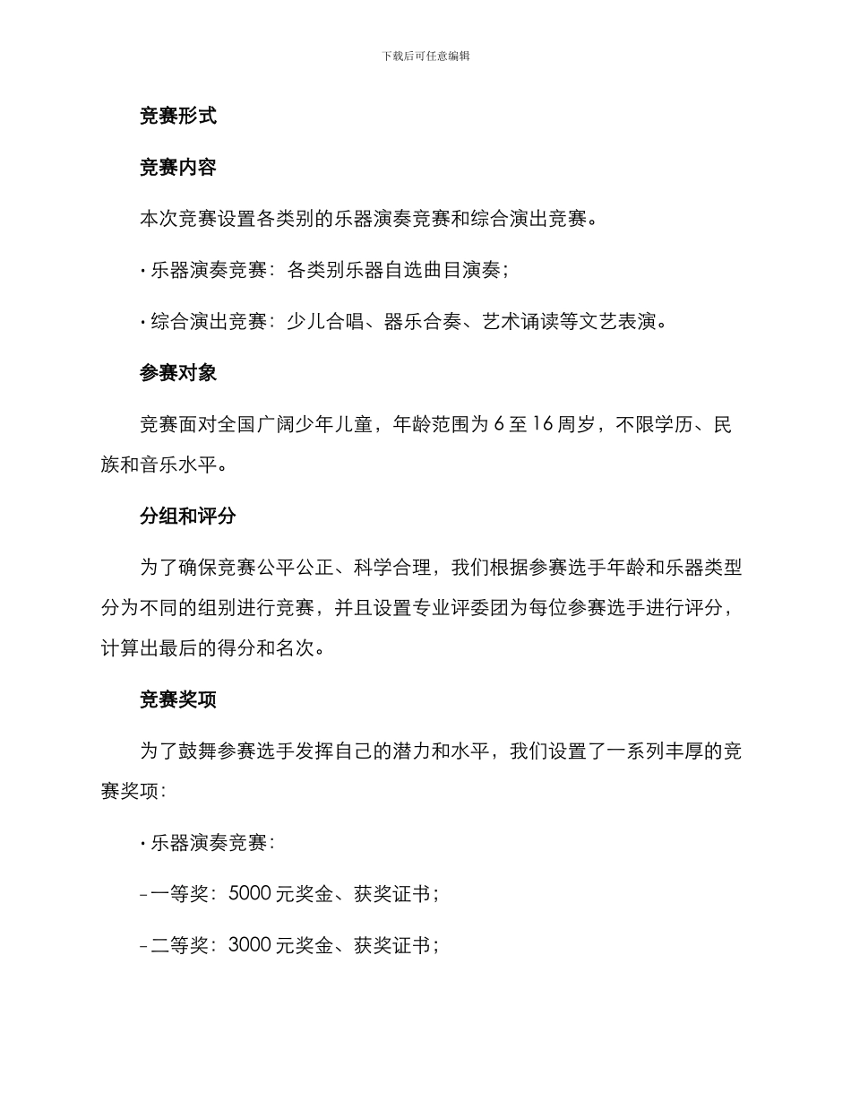 少儿乐器才艺比赛方案_第2页