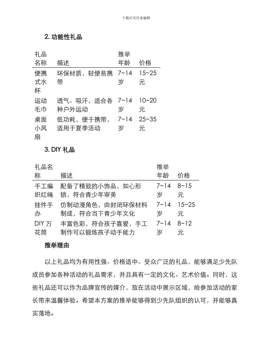 少先队活动礼品方案_第2页