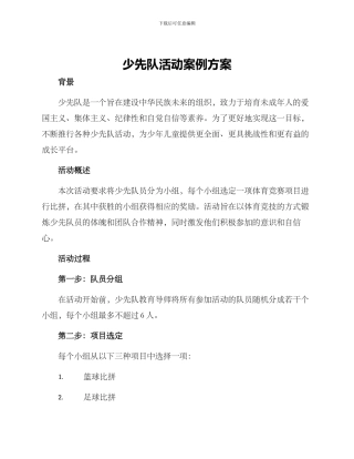 少先队活动案例方案