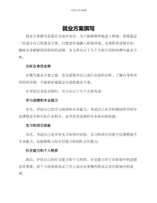就业方案撰写