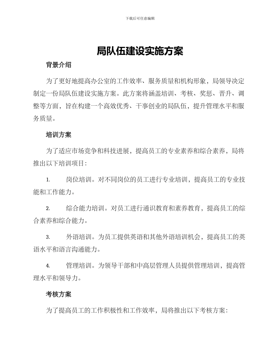 局队伍建设实施方案_第1页