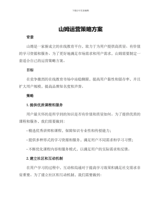 山姆运营策略方案