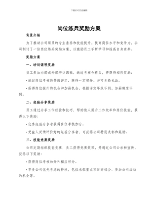 岗位练兵奖励方案