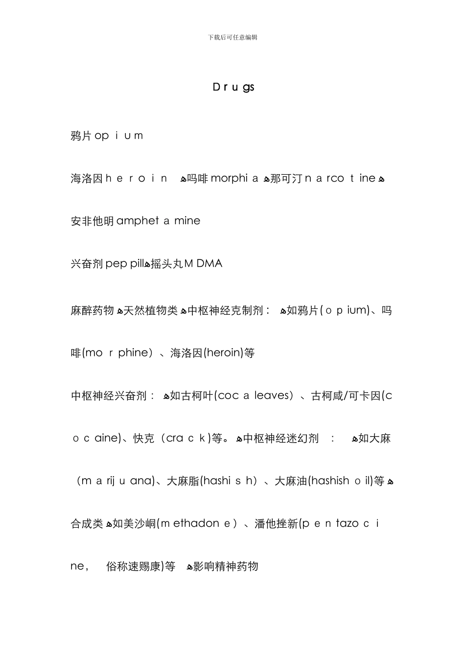 常见毒品的英文名_第1页