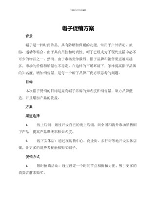 帽子促销方案