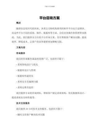 平台咨询方案