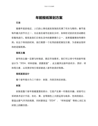 年前报纸策划方案