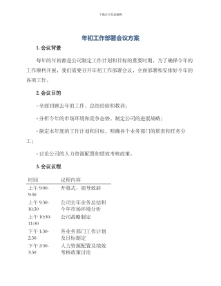 年初工作部署会议方案