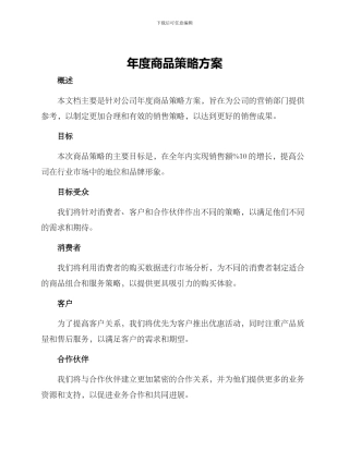 年度商品策略方案