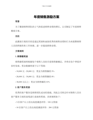 年度销售激励方案
