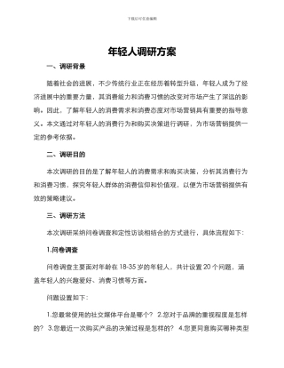年轻人调研方案