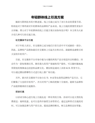 年轻群体线上引流方案