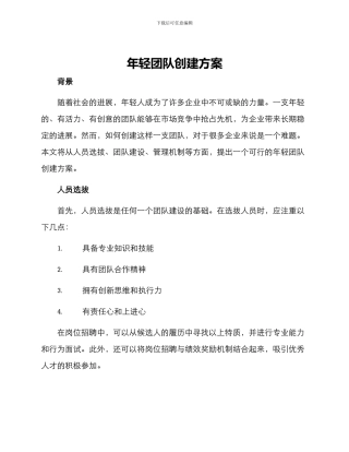 年轻团队创建方案