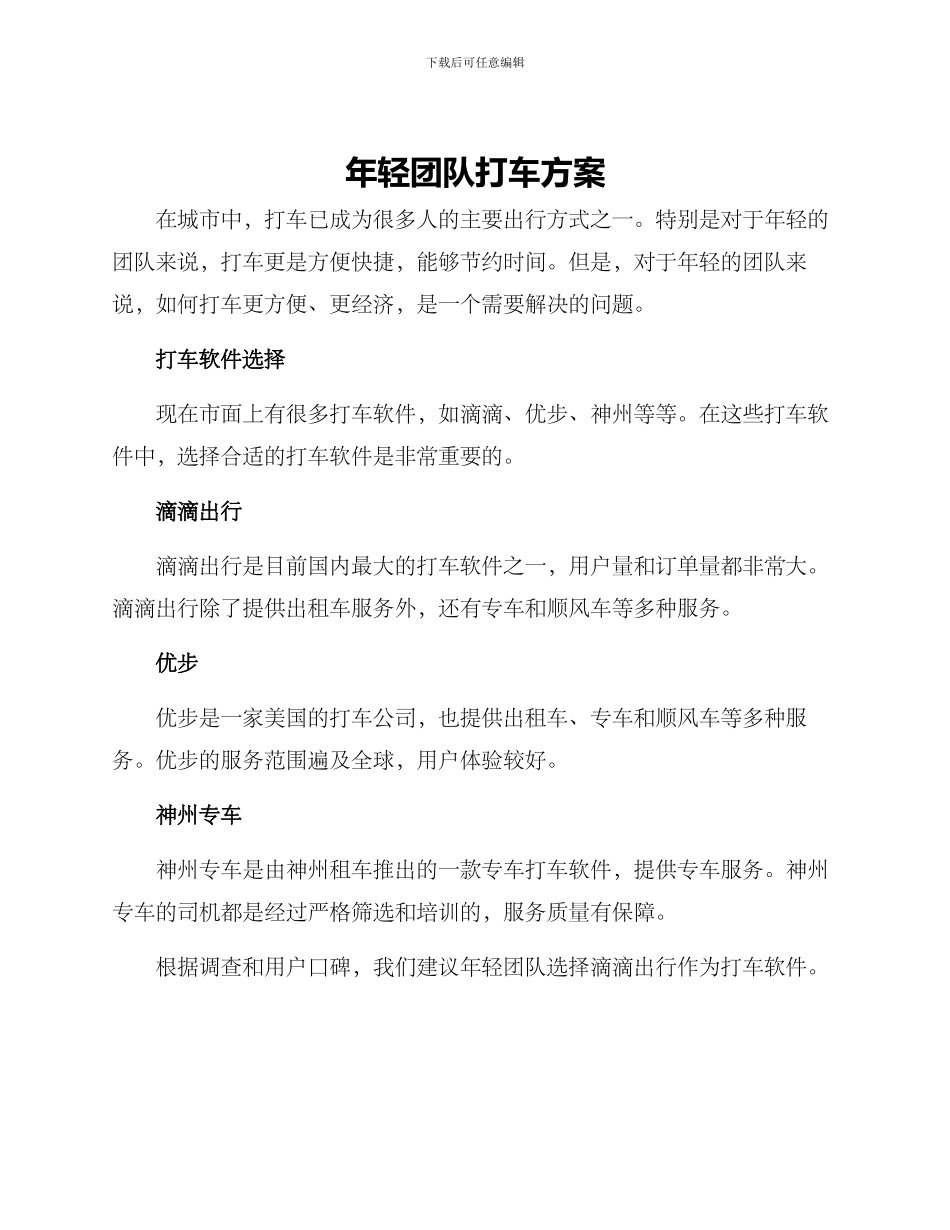 年轻团队打车方案_第1页
