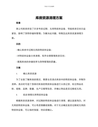 库房资源清理方案