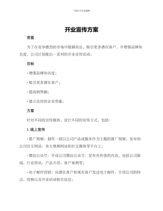 开业宣传方案