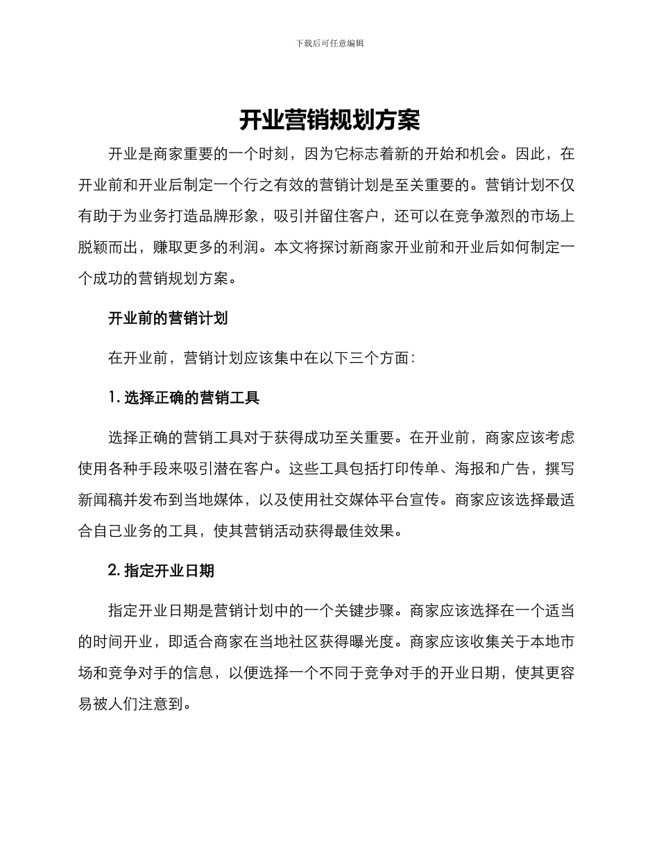 开业营销规划方案_第1页