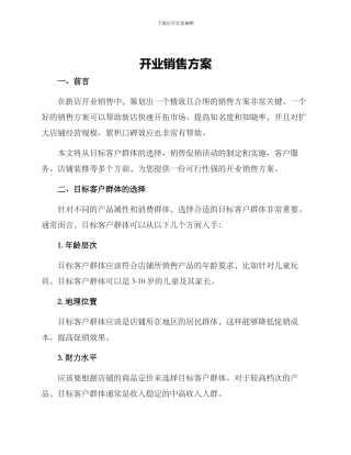 开业销售方案