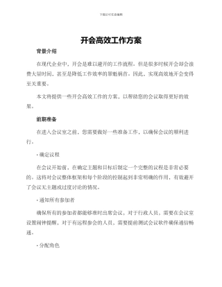开会高效工作方案