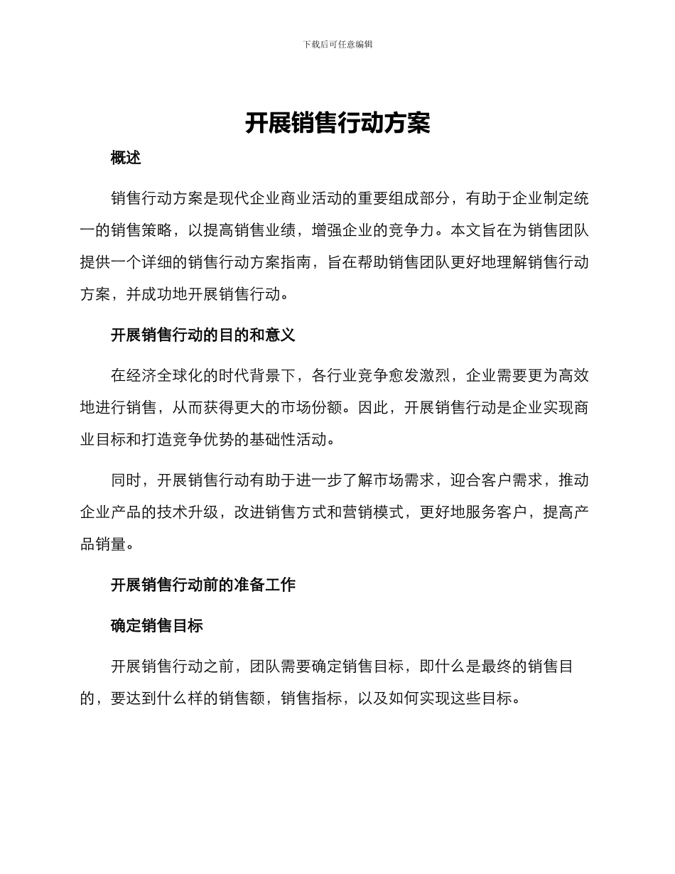 开展销售行动方案_第1页