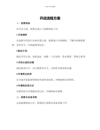 开店流程方案
