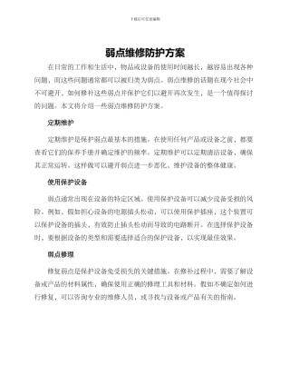 弱点维修防护方案