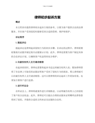 律师初步起诉方案