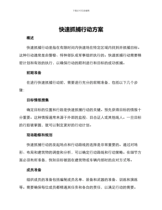 快速抓捕行动方案