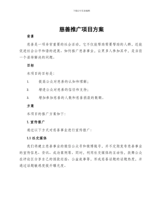 慈善推广项目方案