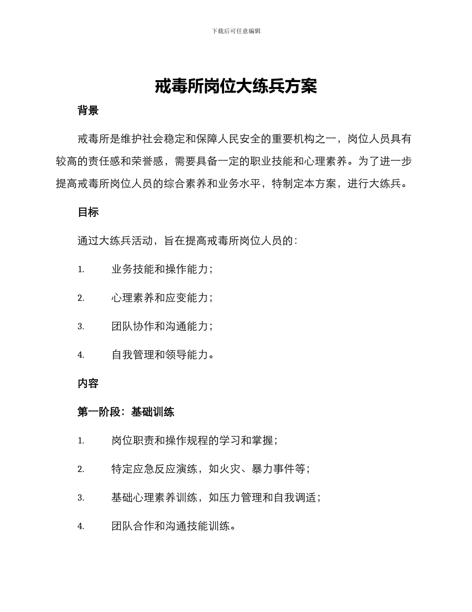 戒毒所岗位大练兵方案_第1页