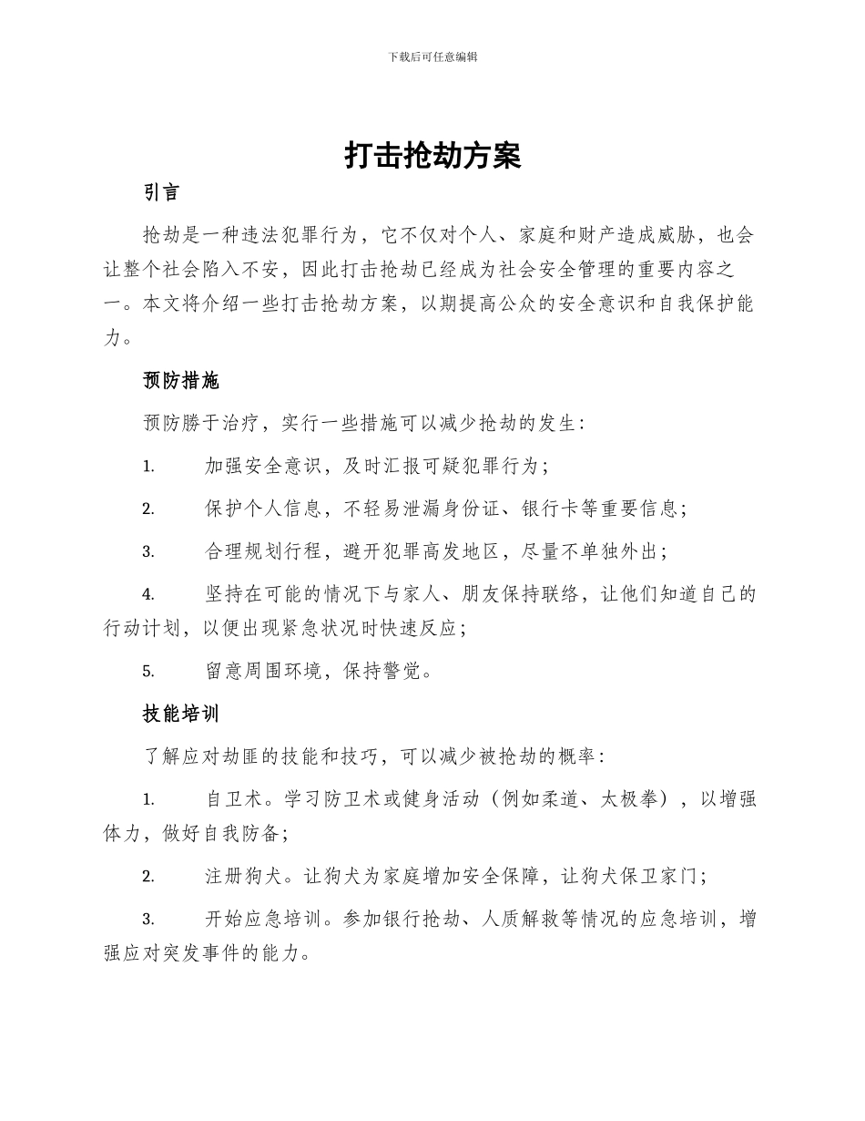 打击抢劫方案_第1页