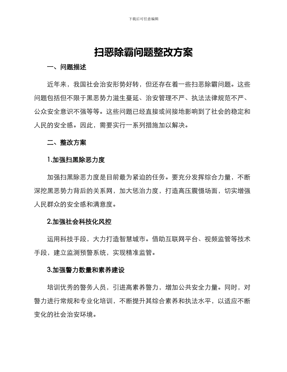 扫恶除霸问题整改方案_第1页