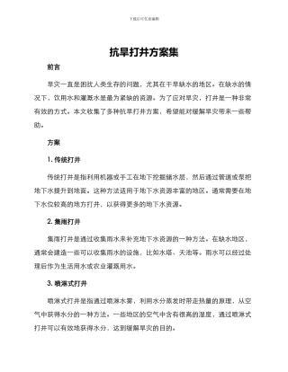 抗旱打井方案集