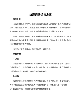 抗震钢筋销售方案