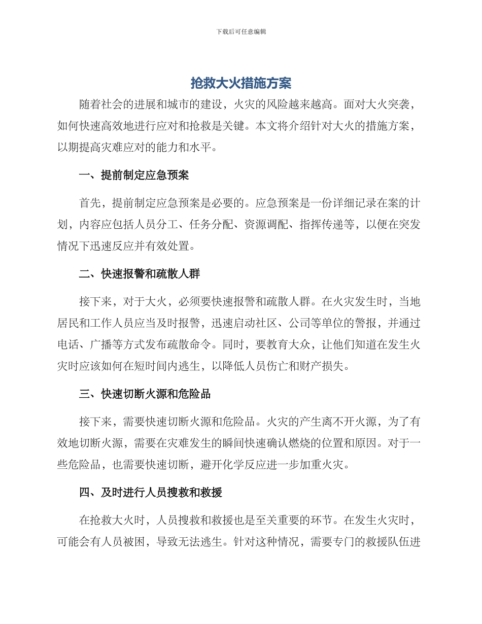 抢救大火措施方案_第1页