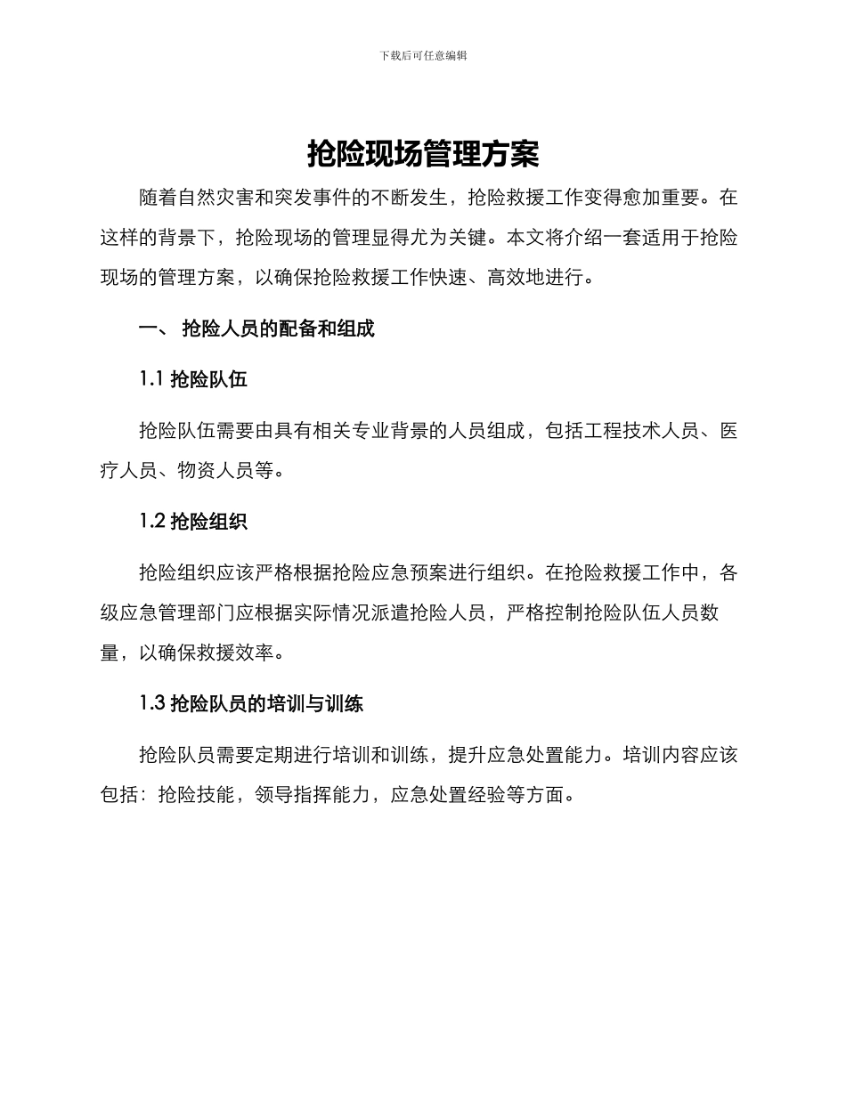 抢险现场管理方案_第1页