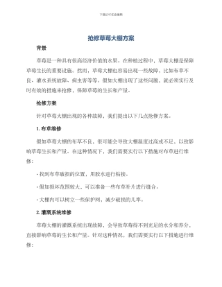 抢修草莓大棚方案