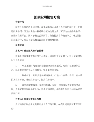 拍卖公司销售方案