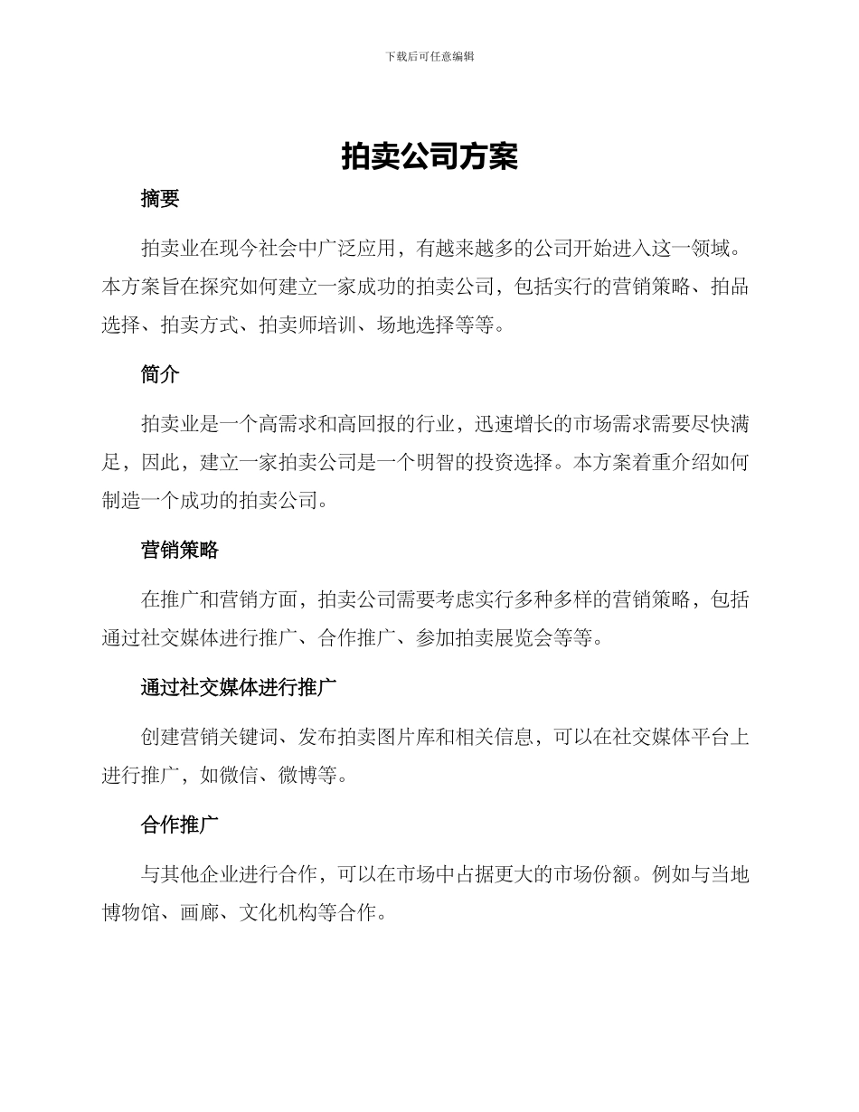 拍卖公司方案_第1页