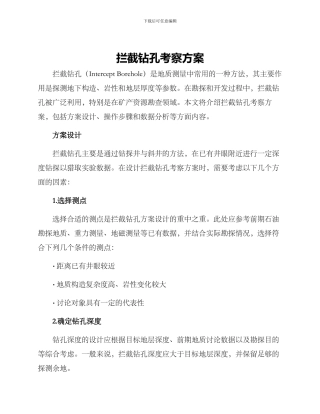 拦截钻孔考察方案