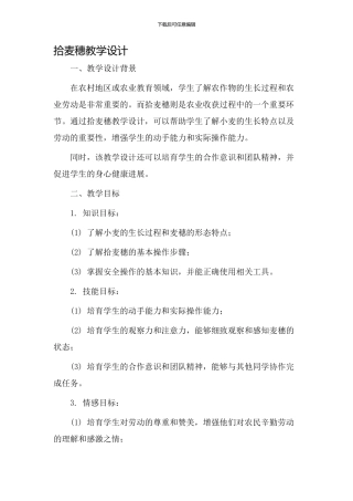 拾麦穗教学设计