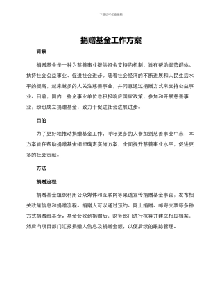 捐赠基金工作方案