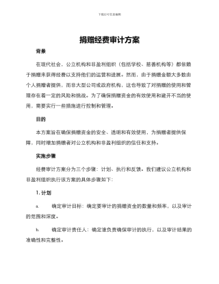 捐赠经费审计方案