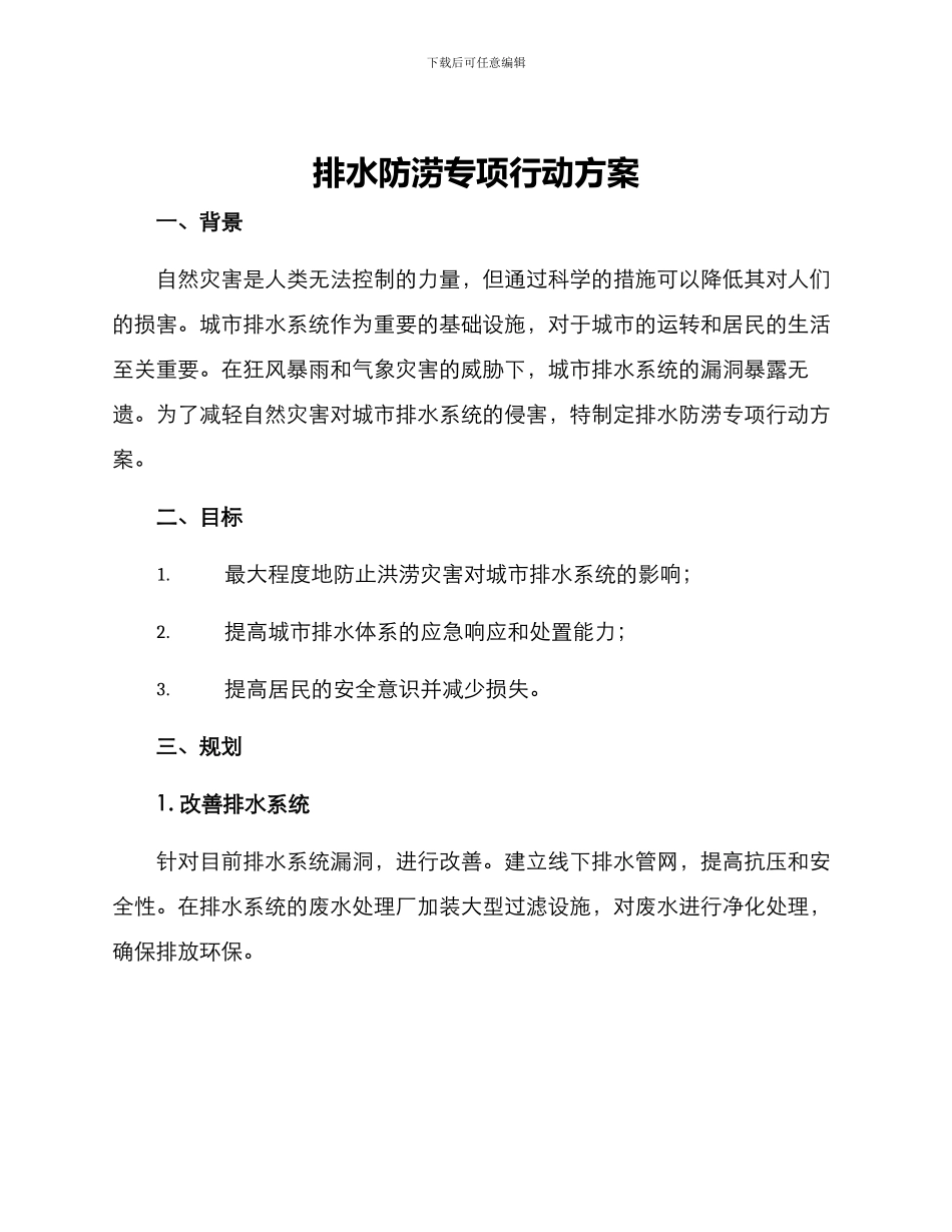 排水防涝专项行动方案_第1页