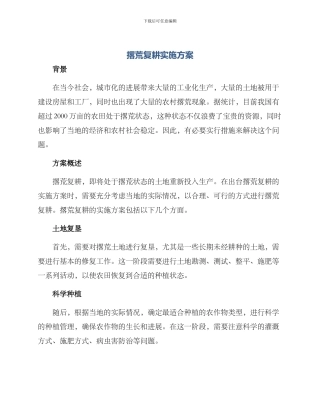 撂荒复耕实施方案