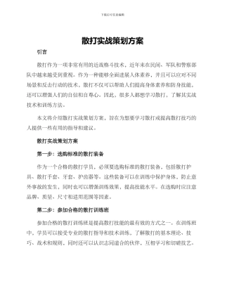 散打实战策划方案