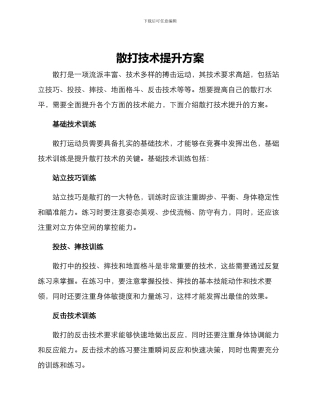 散打技术提升方案