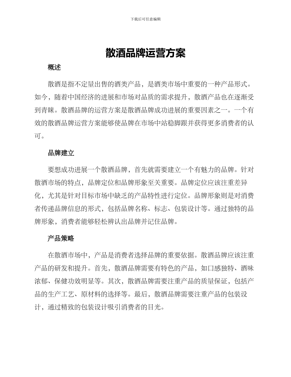 散酒品牌运营方案_第1页